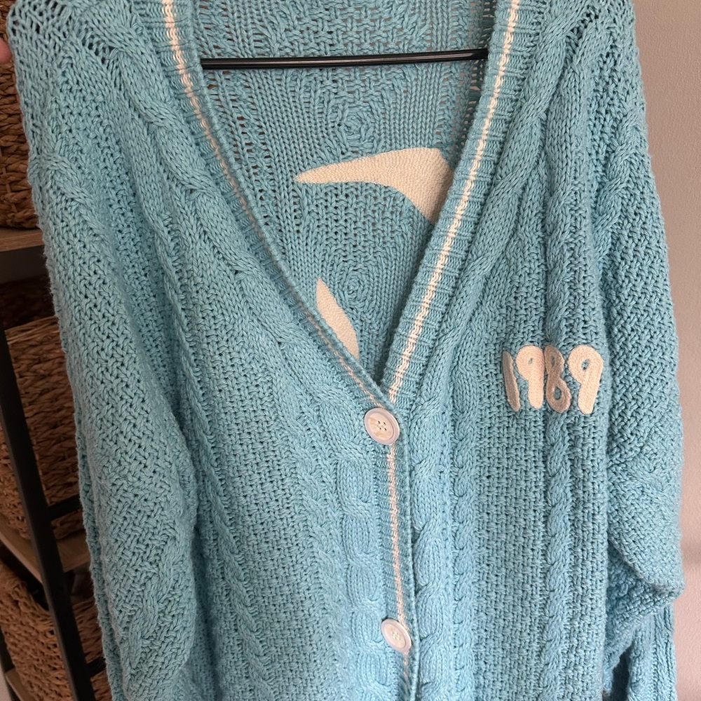 Taylor Swift Light Blue Cable Knit Cardigan